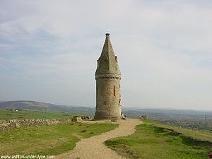 Hartshead Pike, Ashton under Lyne. The tower o...